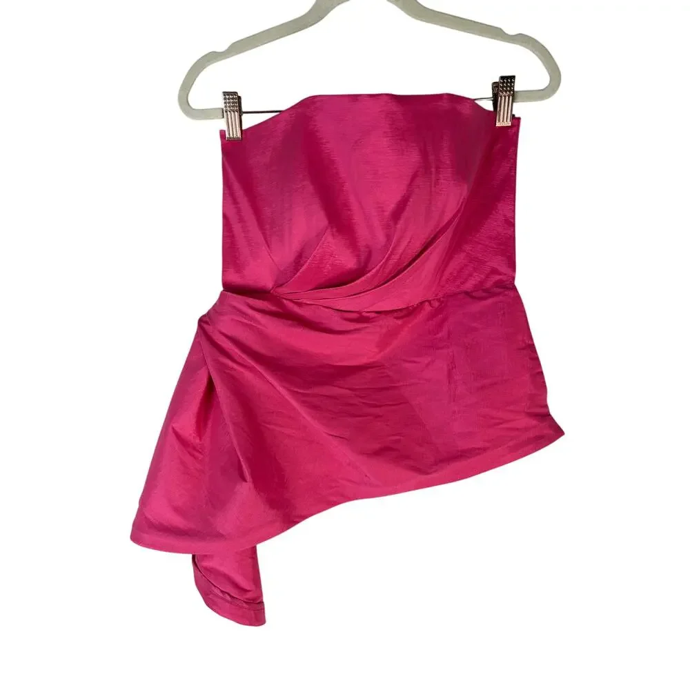 NBD Jancis Peplum Top Strapless Draped Taffeta Party Cocktail NYE Evening M